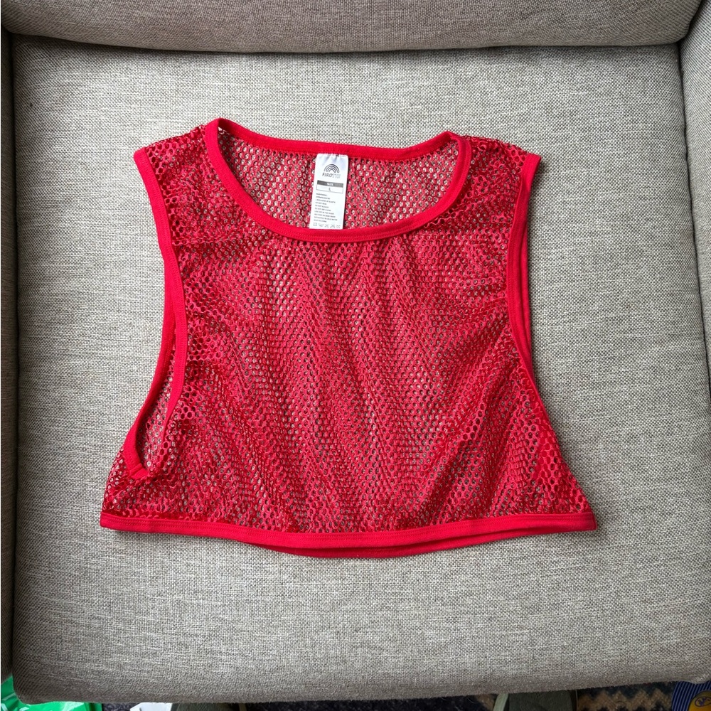 Red Mesh Crop Top